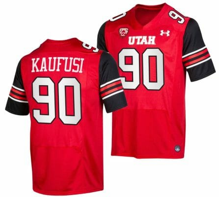 Utah Utes #90 Devin Kaufusi Jersey College Football Red