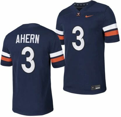 Virginia Cavaliers Josh Ahern Jersey #3 College NIL Football Game 2023 Navy 10 Virginia Cavaliers Josh Ahern Jersey #3 College NIL Football Game 2023 Navy