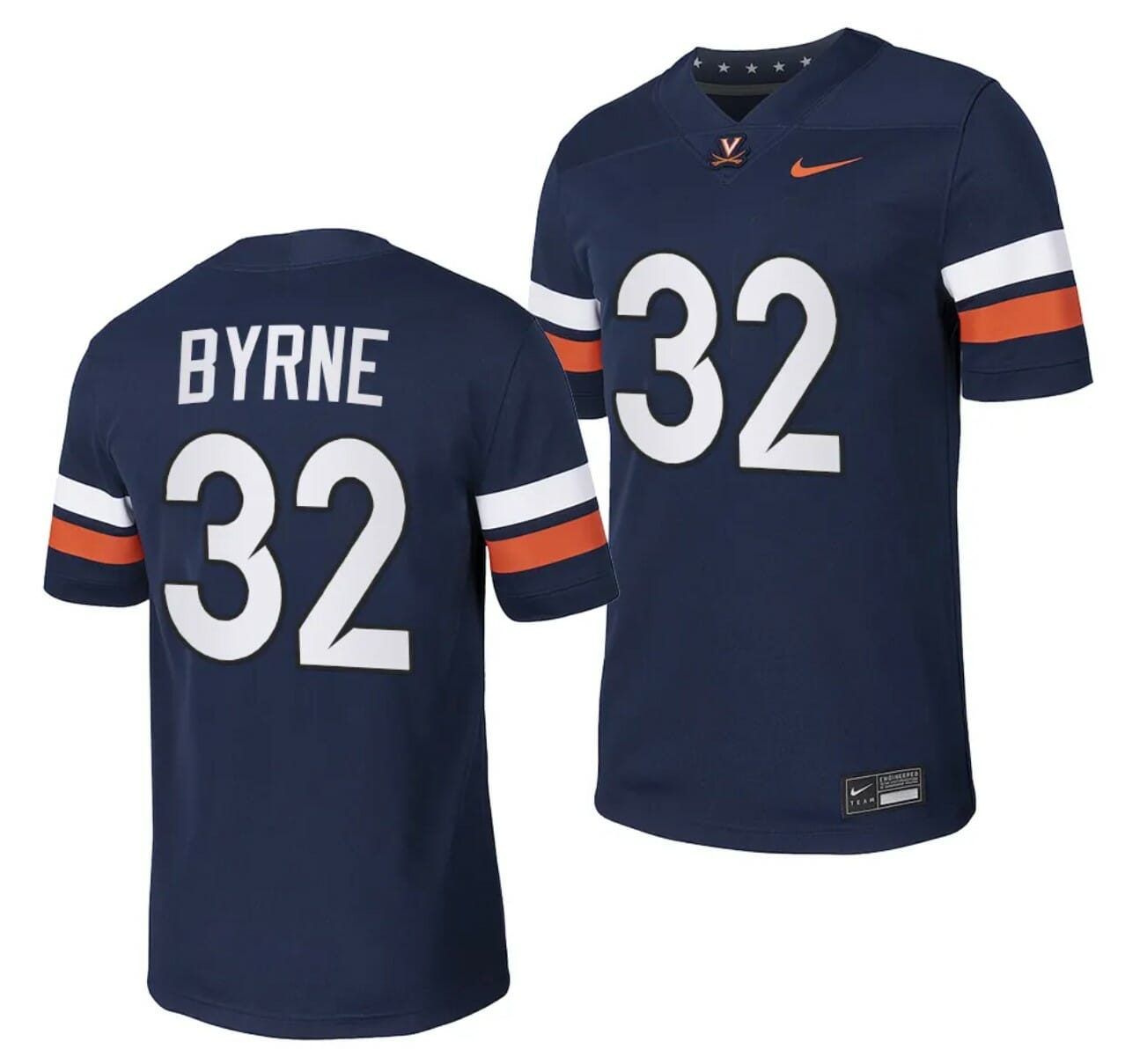Virginia Cavaliers Luke Byrne Jersey #32 College NIL Football Game 2023 Navy 1 Virginia Cavaliers Luke Byrne Jersey #32 College NIL Football Game 2023 Navy