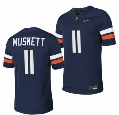 Virginia Cavaliers Tony Muskett Jersey #11 College NIL Football Game 2023 Navy 10 Virginia Cavaliers Tony Muskett Jersey #11 College NIL Football Game 2023 Navy