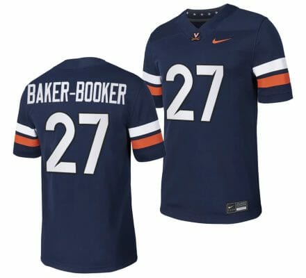 Virginia Cavaliers Trent Baker Booker Jersey #27 College NIL Football Game 2023 Navy