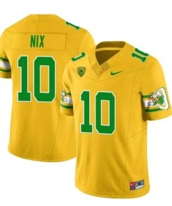 Bo Nix Jersey #10 Oregon Ducks Mighty Oregon 1984 Football Throwback Yellow All Stitched