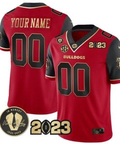 Custom Georgia Bulldogs Jersey Name and Number Football 2023 Vince Dooley Patch Gold Color Red