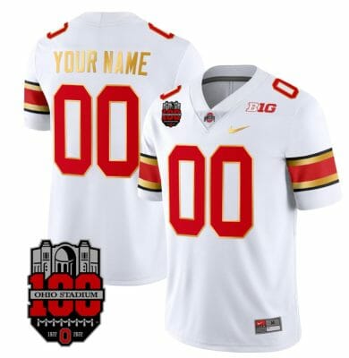 Custom Ohio State Buckeyes Jersey Name and Number College Football Stitched Gold Trim White