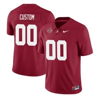 Custom Alabama Crimson Jersey Name and Number Football College SEC Patch Crimson All Stitched