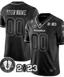 Custom Georgia Bulldogs Jersey Name and Number Football 2023 Vince Dooley Patch Black Silver