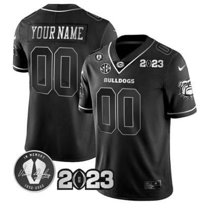 Custom Georgia Bulldogs Jersey Name and Number Football 2023 Vince Dooley Patch Black Silver