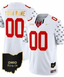 Custom Ohio State Buckeyes Jersey Name and Number College Football Stitched Alternate White Gold Trim
