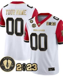 Custom Georgia Bulldogs Jersey Name and Number Football 2023 Vince Dooley Patch Red Sleeves