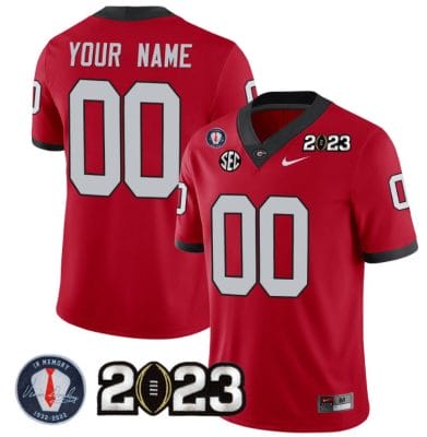 Custom Georgia Bulldogs Jersey Name and Number Football 2023 Vince Dooley Patch Regular Red