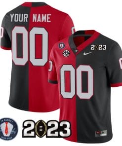 Custom Georgia Bulldogs Jersey Name and Number Football 2023 Vince Dooley Patch Split Red Black