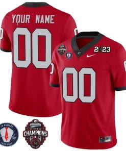 Custom Georgia Bulldogs Jersey Name and Number Football 2023 Back To Back Champions Vince Dooley Patch Regular Red