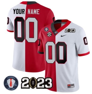 Custom Georgia Bulldogs Jersey Name and Number Football 2023 Vince Dooley Patch Split