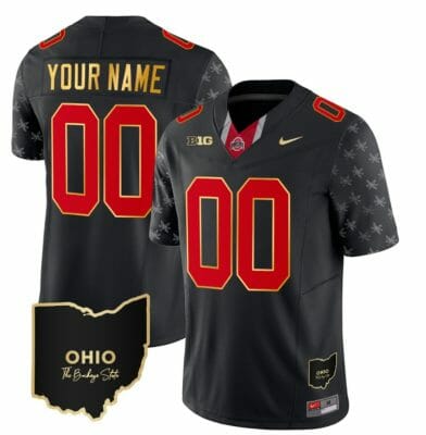 Custom Ohio State Buckeyes Jersey Name and Number College Football Stitched Alternate Black Gold Trim 8 Custom Ohio State Buckeyes Jersey Name and Number College Football Stitched Alternate Black Gold Trim