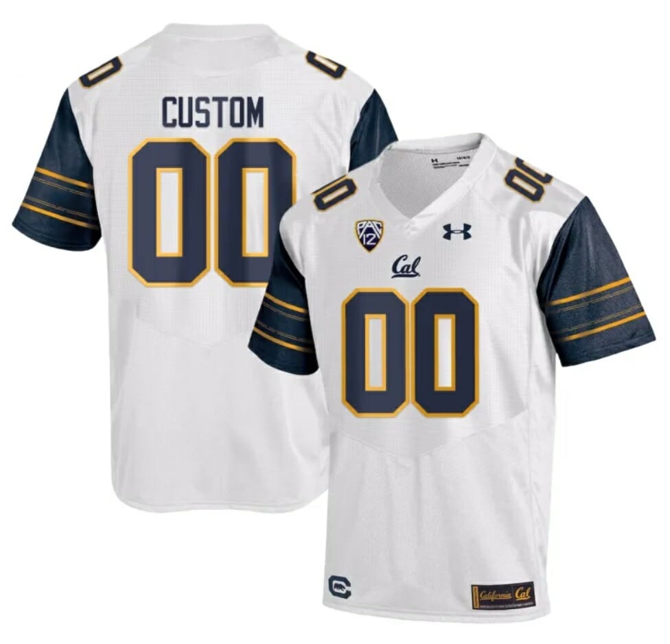Custom California Golden Bears Jersey Name and Number College Football 2023 Stitched White 1 Custom California Golden Bears Jersey Name and Number College Football 2023 Stitched White