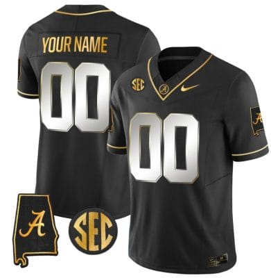 Custom Alabama Crimson Jersey Name and Number Gold Vapor Limited Alabama Map Black Limited All Stitched 8 Custom Alabama Crimson Jersey Name and Number Gold Vapor Limited Alabama Map Black Limited All Stitched