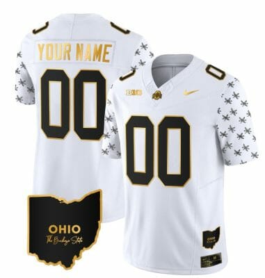 Custom Ohio State Buckeyes Jersey Name and Number College Football Stitched Alternate White Gold