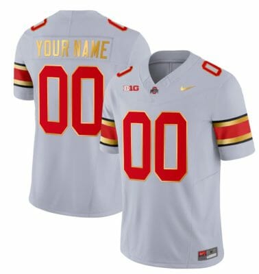 Custom Ohio State Buckeyes Jersey Name and Number College Football Stitched Gold Trim Gray