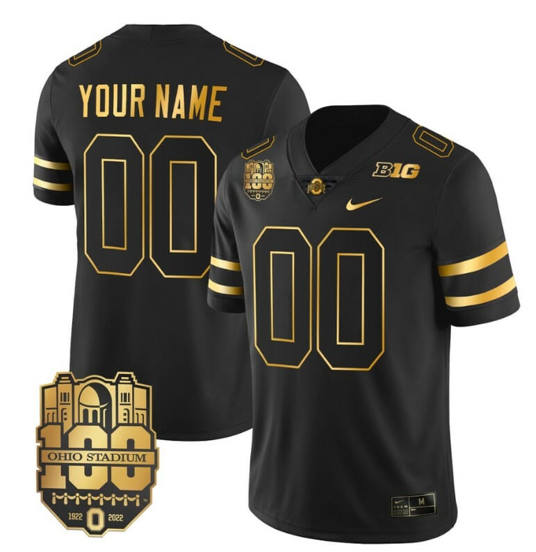 Custom Ohio State Buckeyes Jersey Name and Number College Football Stitched Black Gold 1 Custom Ohio State Buckeyes Jersey Name and Number College Football Stitched Black Gold