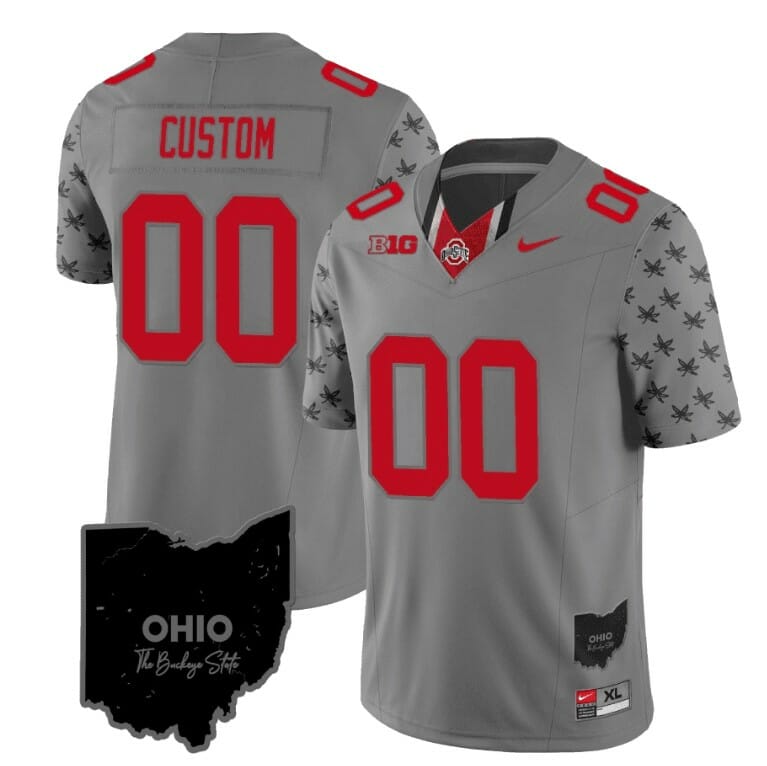 Custom Ohio State Buckeyes Jersey Name and Number College Football Stitched Alternate Gray 1 Custom Ohio State Buckeyes Jersey Name and Number College Football Stitched Alternate Gray