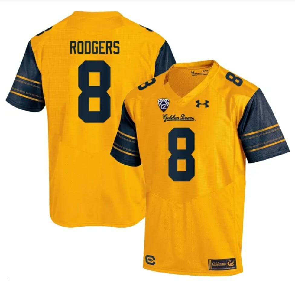 Cal Bears Aaron Rodgers Jersey #8 College Football 2023 Stitched Gold 1 Cal Bears Aaron Rodgers Jersey #8 College Football 2023 Stitched Gold