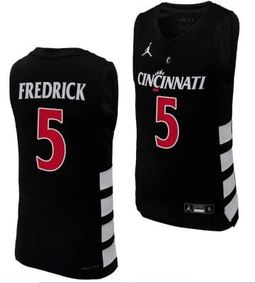 Cincinnati Bearcats CJ Fredrick Jersey #5 Black Basketball Unisex Replica