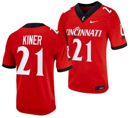 Cincinnati Bearcats Corey Kiner Jersey #21 Red 2023 Alternate College Football