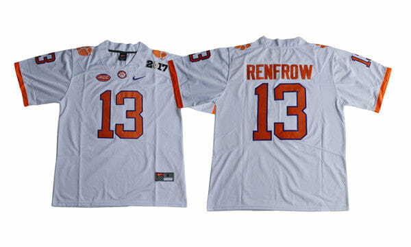 Clemson Tigers Hunter Renfrow Jersey #13 College Football White 10 Clemson Tigers Hunter Renfrow Jersey #13 College Football White