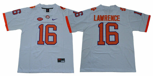 Clemson Tigers Trevor Lawrence Jersey #16 College Football White 10 Clemson Tigers Trevor Lawrence Jersey #16 College Football White