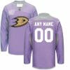 Custom Anaheim Ducks Jersey Name And Number Purple Pink Reebok Hockey Fights Cancer Practice
