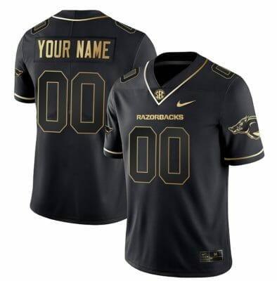 Custom Arkansas Razorbacks Jersey Name and Number College Football Stitched Black Gold