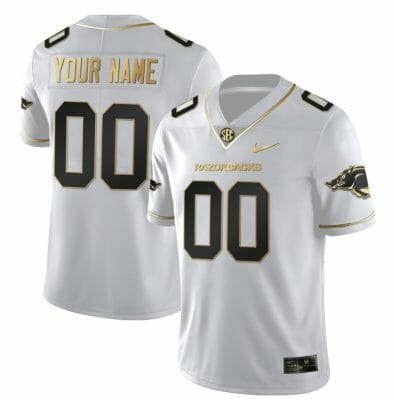 Custom Arkansas Razorbacks Jersey Name and Number College Football Stitched White Gold