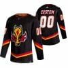 Custom Calgary Flames Jersey Name And Number 2020-21 Black Reverse Retro Alternate NHL