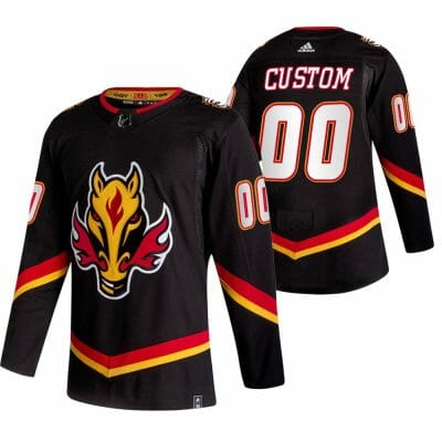 Custom Calgary Flames Jersey Name And Number 2020-21 Black Reverse Retro Alternate NHL