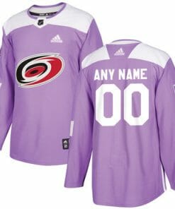 Custom Carolina Hurricanes Jersey Name And Number Purple Pink Hockey Fights Cancer Practice