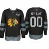 Custom Chicago Blackhawks Jersey Name And Number 1917-2017 Black 100th Anniversary NHL