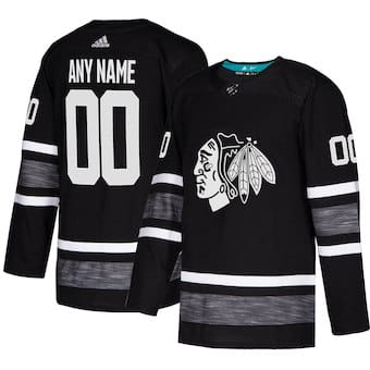Custom Chicago Blackhawks Jersey Name And Number 2019 Black NHL All-Star Game Parley 8 Custom Chicago Blackhawks Jersey Name And Number 2019 Black NHL All-Star Game Parley