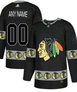 Custom Chicago Blackhawks Jersey Name And Number Black Team Logos Fashion