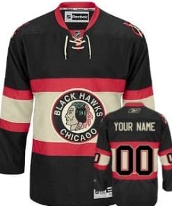 Custom Chicago Blackhawks Jersey Name And Number Black Third