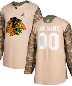 Custom Chicago Blackhawks Jersey Name And Number Camo Veterans Day Practice
