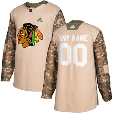 Custom Chicago Blackhawks Jersey Name And Number Camo Veterans Day Practice