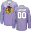 Custom Chicago Blackhawks Jersey Name And Number Purple Pink Reebok Hockey Fights Cancer Practice