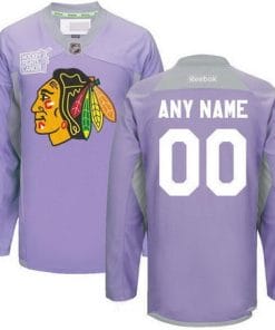 Custom Chicago Blackhawks Jersey Name And Number Purple Pink Reebok Hockey Fights Cancer Practice