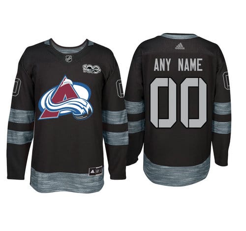 Custom Colorado Avalanche Jersey Name And Number 1917-2017 Black 100th Anniversary NHL 1 Custom Colorado Avalanche Jersey Name And Number 1917-2017 Black 100th Anniversary NHL