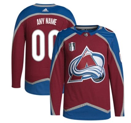 Custom Colorado Avalanche Jersey Name And Number 2022 Burgundy Stanley Cup Final Patch