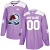 Custom Colorado Avalanche Jersey Name And Number Purple Pink Hockey Fights Cancer Practice