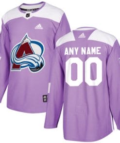 Custom Colorado Avalanche Jersey Name And Number Purple Pink Hockey Fights Cancer Practice