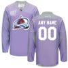 Custom Colorado Avalanche Jersey Name And Number Purple Pink Reebok Hockey Fights Cancer Practice