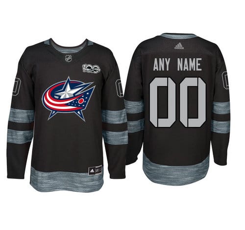 Custom Columbus Blue Jackets Jersey Name And Number 1917-2017 Black 100th Anniversary NHL 1 Custom Columbus Blue Jackets Jersey Name And Number 1917-2017 Black 100th Anniversary NHL