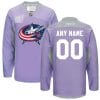 Custom Columbus Blue Jackets Jersey Name And Number Purple Pink Reebok Hockey Fights Cancer Practice